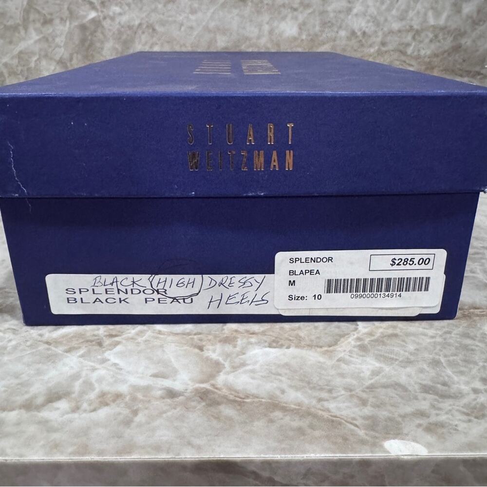 NWT Stuart Weitzman Black Dorsey Heels with crystal embellished T-strap - Picture 10 of 11